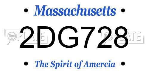 2DG728 Massachusetts License Plate