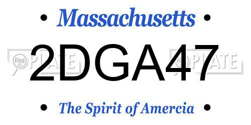 2DGA47 Massachusetts License Plate