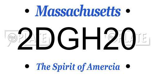 2DGH20 Massachusetts License Plate