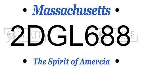 2DGL688 Massachusetts License Plate