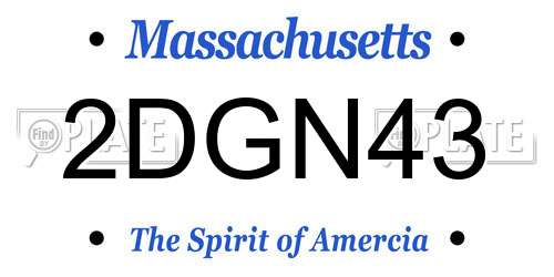 2DGN43 Massachusetts License Plate