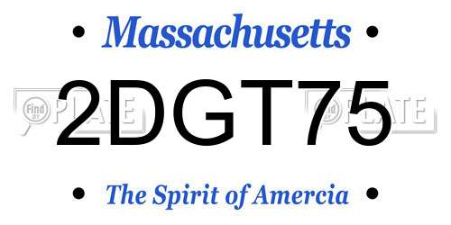 2DGT75 Massachusetts License Plate
