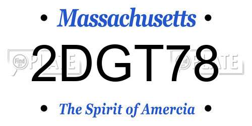 2DGT78 Massachusetts License Plate