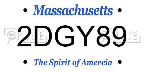 2DGY89 Massachusetts License Plate