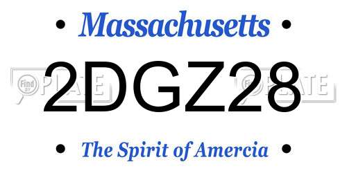 2DGZ28 Massachusetts License Plate