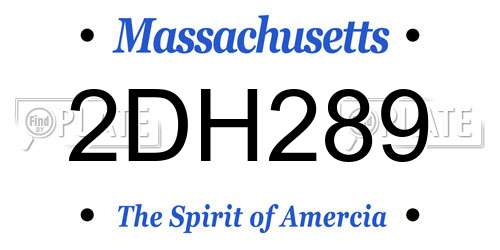 2DH289 Massachusetts License Plate