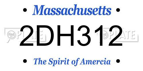 2DH312 Massachusetts License Plate