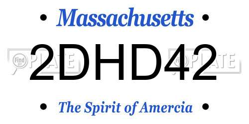 2DHD42 Massachusetts License Plate