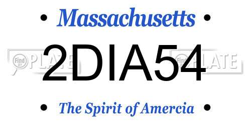 2DIA54 Massachusetts License Plate