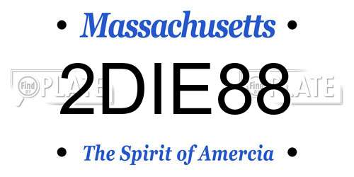 2DIE88 Massachusetts License Plate