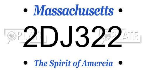 2DJ322 Massachusetts License Plate