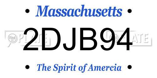 2DJB94 Massachusetts License Plate