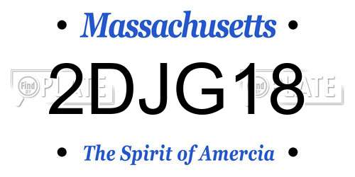 2DJG18 Massachusetts License Plate