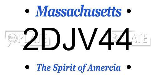 2DJV44 Massachusetts License Plate