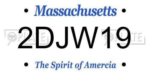 2DJW19 Massachusetts License Plate