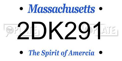2DK291 Massachusetts License Plate
