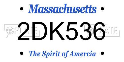 2DK536 Massachusetts License Plate