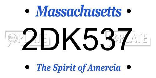 2DK537 Massachusetts License Plate