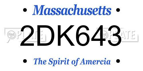 2DK643 Massachusetts License Plate