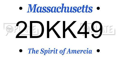 2DKK49 Massachusetts License Plate