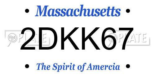 2DKK67 Massachusetts License Plate