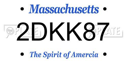 2DKK87 Massachusetts License Plate