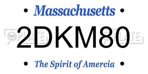 2DKM80 Massachusetts License Plate