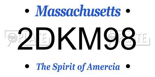 2DKM98 Massachusetts License Plate