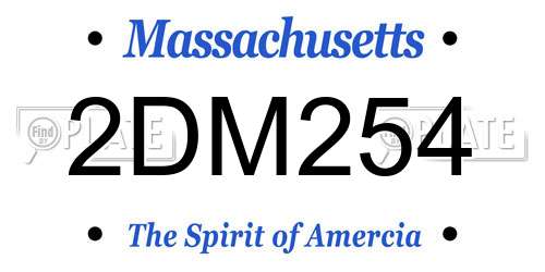 2DM254 Massachusetts License Plate