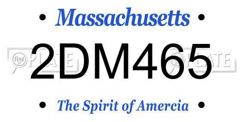 2DM465 Massachusetts License Plate