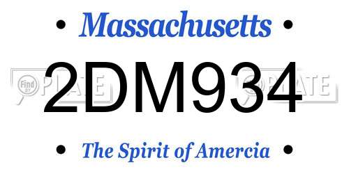 2DM934 Massachusetts License Plate