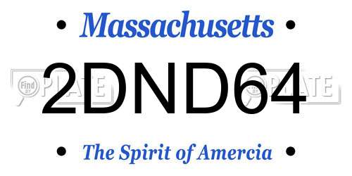 2DND64 Massachusetts License Plate