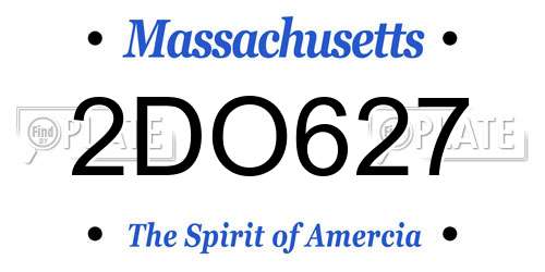 2DO627 Massachusetts License Plate