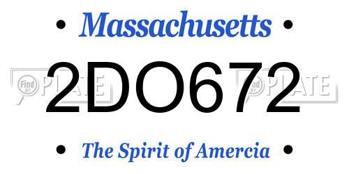 2DO672 Massachusetts License Plate