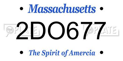 2DO677 Massachusetts License Plate