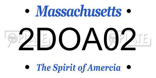 2DOA02 Massachusetts License Plate