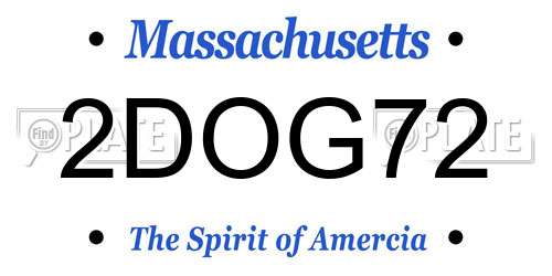 2DOG72 Massachusetts License Plate