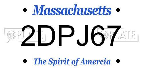 2DPJ67 Massachusetts License Plate