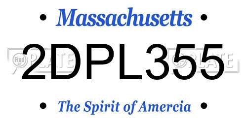 2DPL355 Massachusetts License Plate