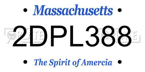 2DPL388 Massachusetts License Plate