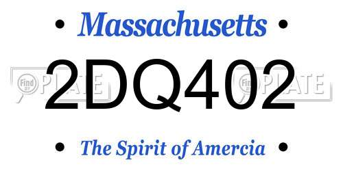 2DQ402 Massachusetts License Plate