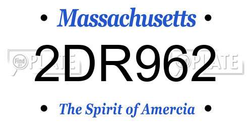 2DR962 Massachusetts License Plate