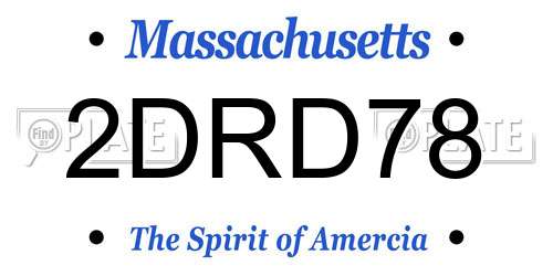2DRD78 Massachusetts License Plate