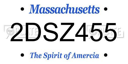 2DSZ455 Massachusetts License Plate