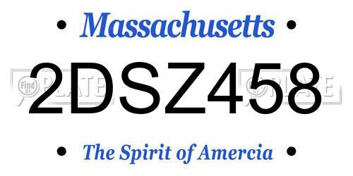 2DSZ458 Massachusetts License Plate