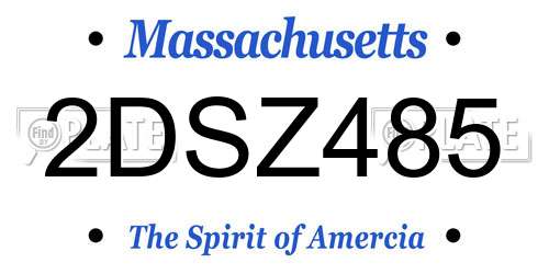 2DSZ485 Massachusetts License Plate