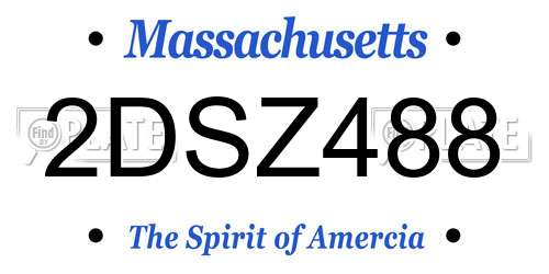 2DSZ488 Massachusetts License Plate