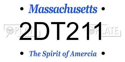 2DT211 Massachusetts License Plate