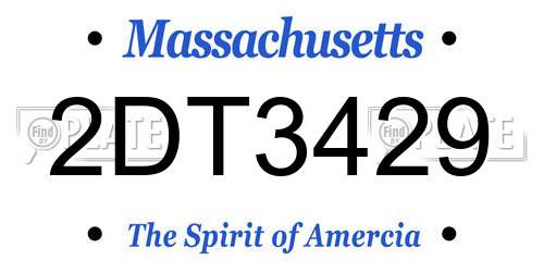 2DT3429 Massachusetts License Plate