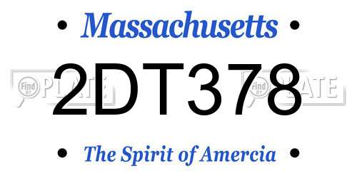 2DT378 Massachusetts License Plate